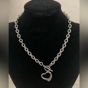 NWOT Stainless Steel Silver Heart Toggle Chain Necklace - Women Jewelry